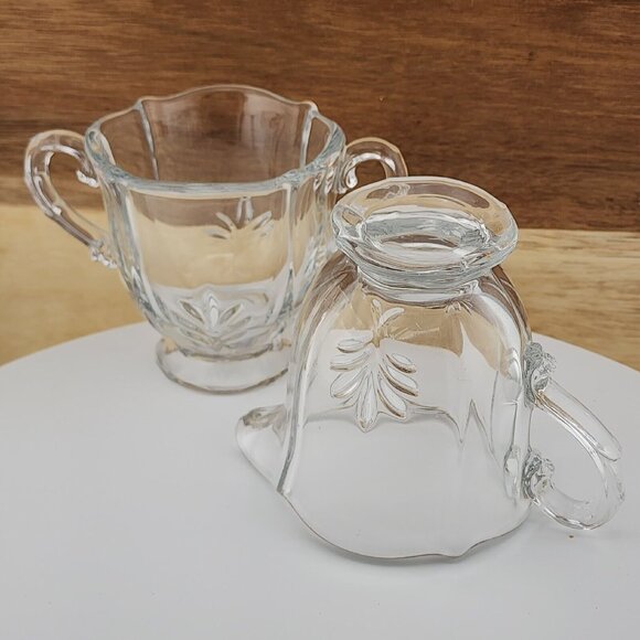 Fostoria Baroque Clear Glass 2-handled Open Sugar and Creamer Set #2496 serving - Picture 8 of 11